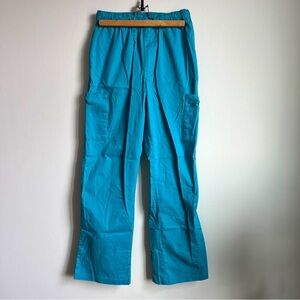 Med Couture 7-Pocket Elastic Waist Scrub Pants Teal Blue Style 8702 Sz S